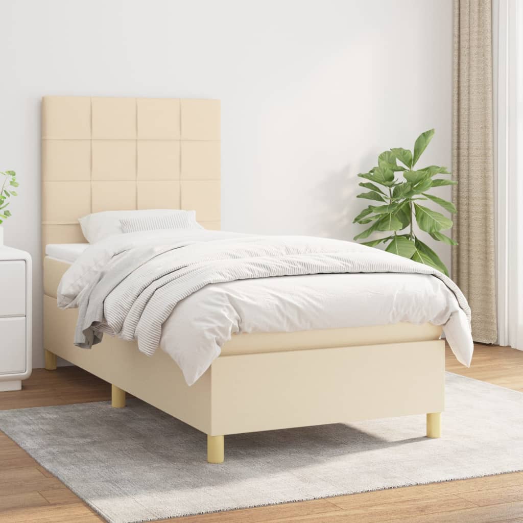 vidaXL Boxspring met matras stof donkerbruin 100x200 cm