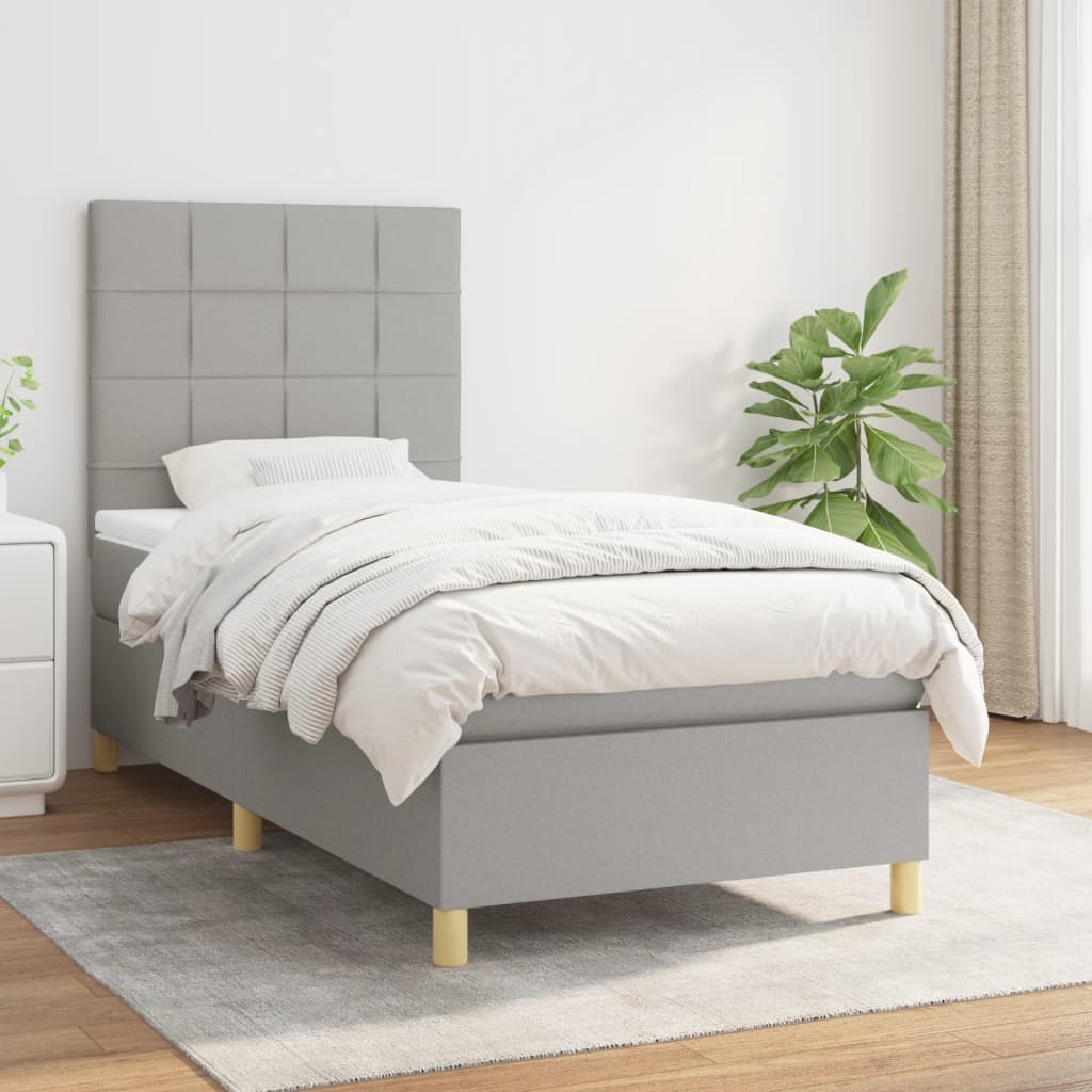 vidaXL Boxspring met matras stof donkerbruin 100x200 cm