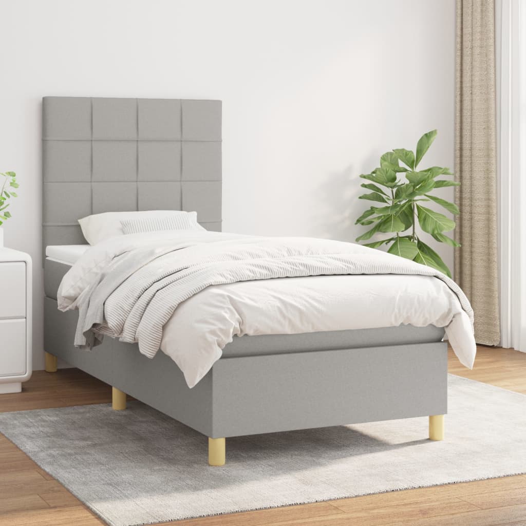 vidaXL Boxspring met matras stof donkerbruin 100x200 cm