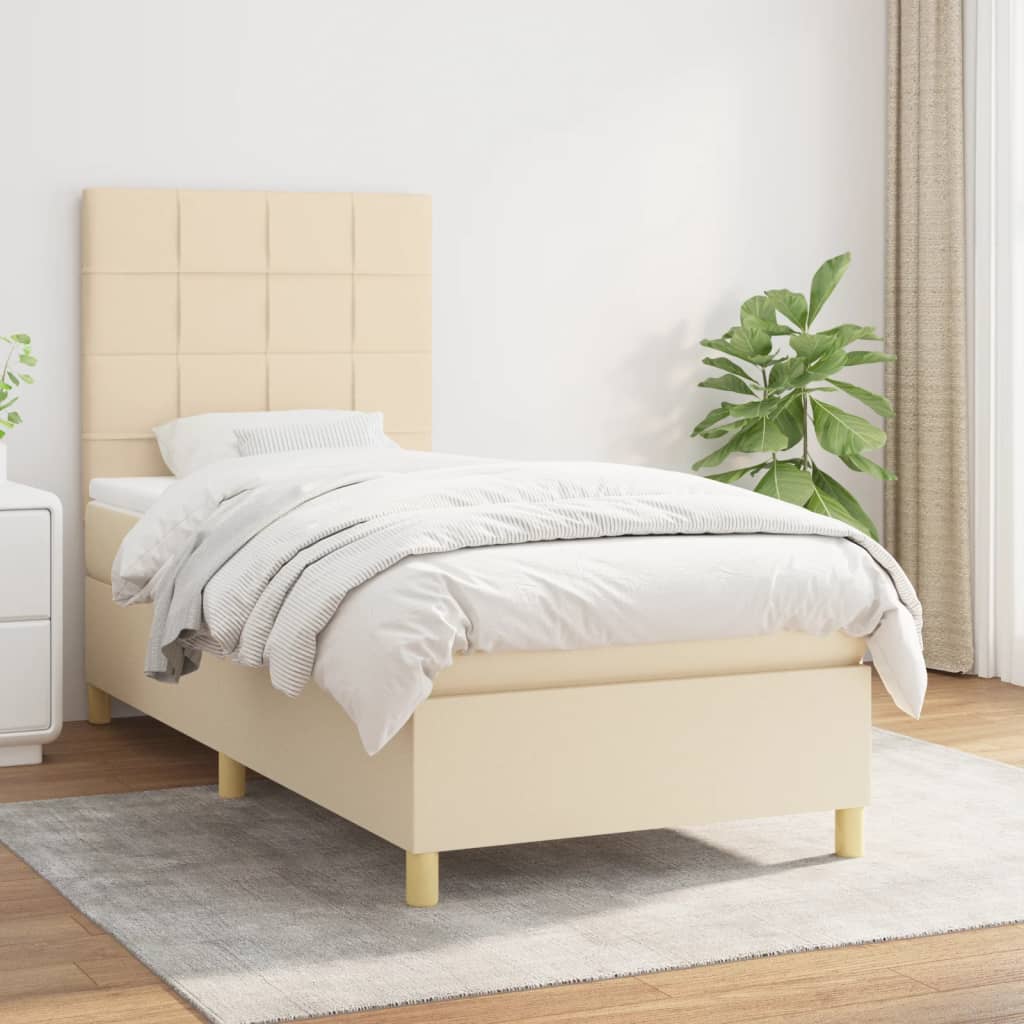 vidaXL Boxspring met matras stof donkerbruin 100x200 cm