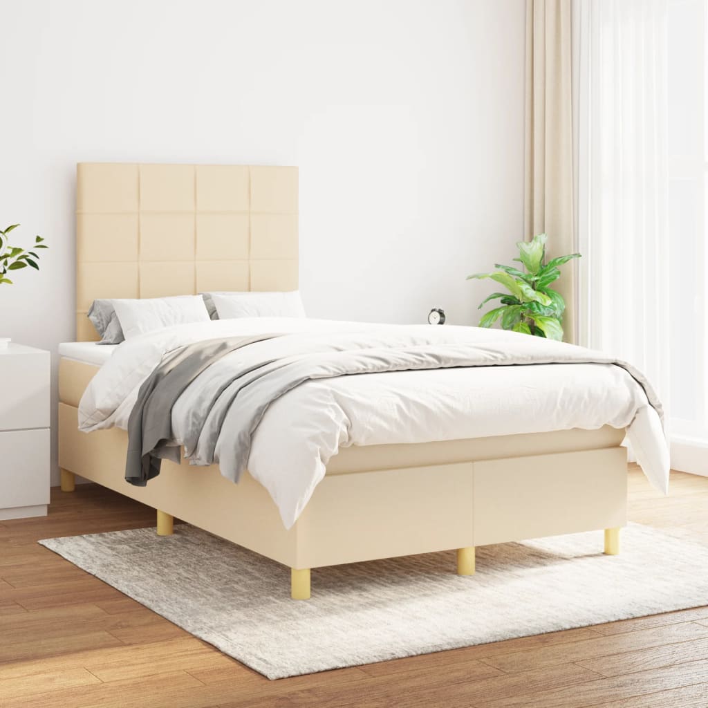 vidaXL Boxspring met matras stof donkerbruin 100x200 cm