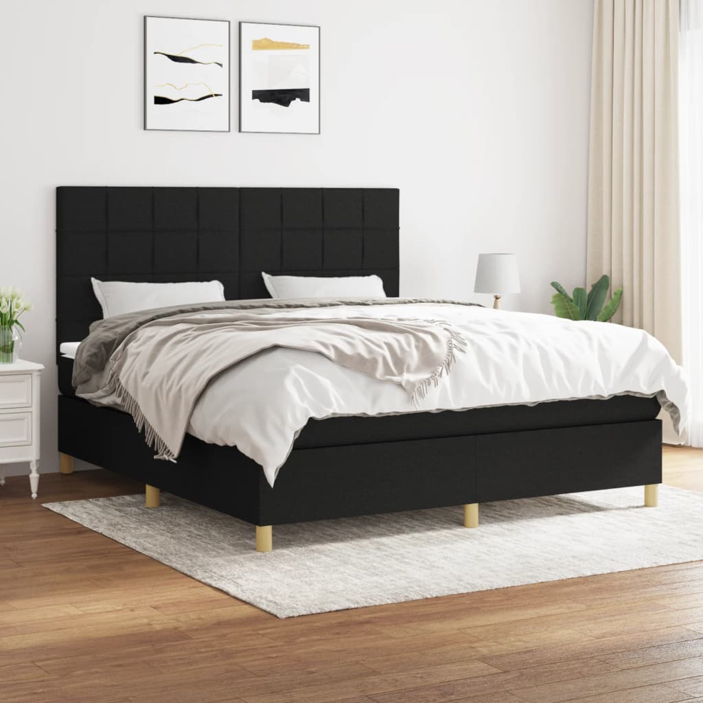 vidaXL Boxspring met matras stof donkerbruin 100x200 cm