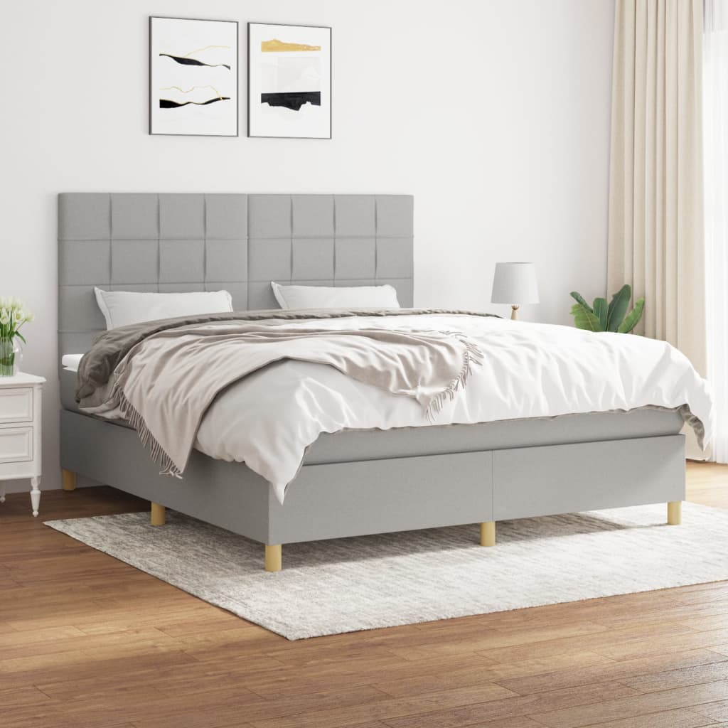 vidaXL Boxspring met matras stof donkerbruin 100x200 cm