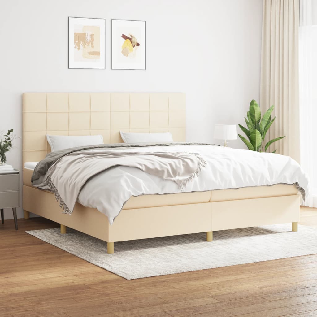 vidaXL Boxspring met matras stof donkerbruin 100x200 cm
