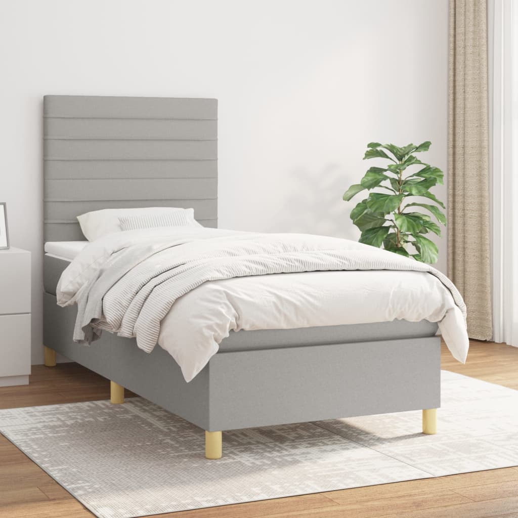 vidaXL Boxspring met matras stof donkerbruin 100x200 cm