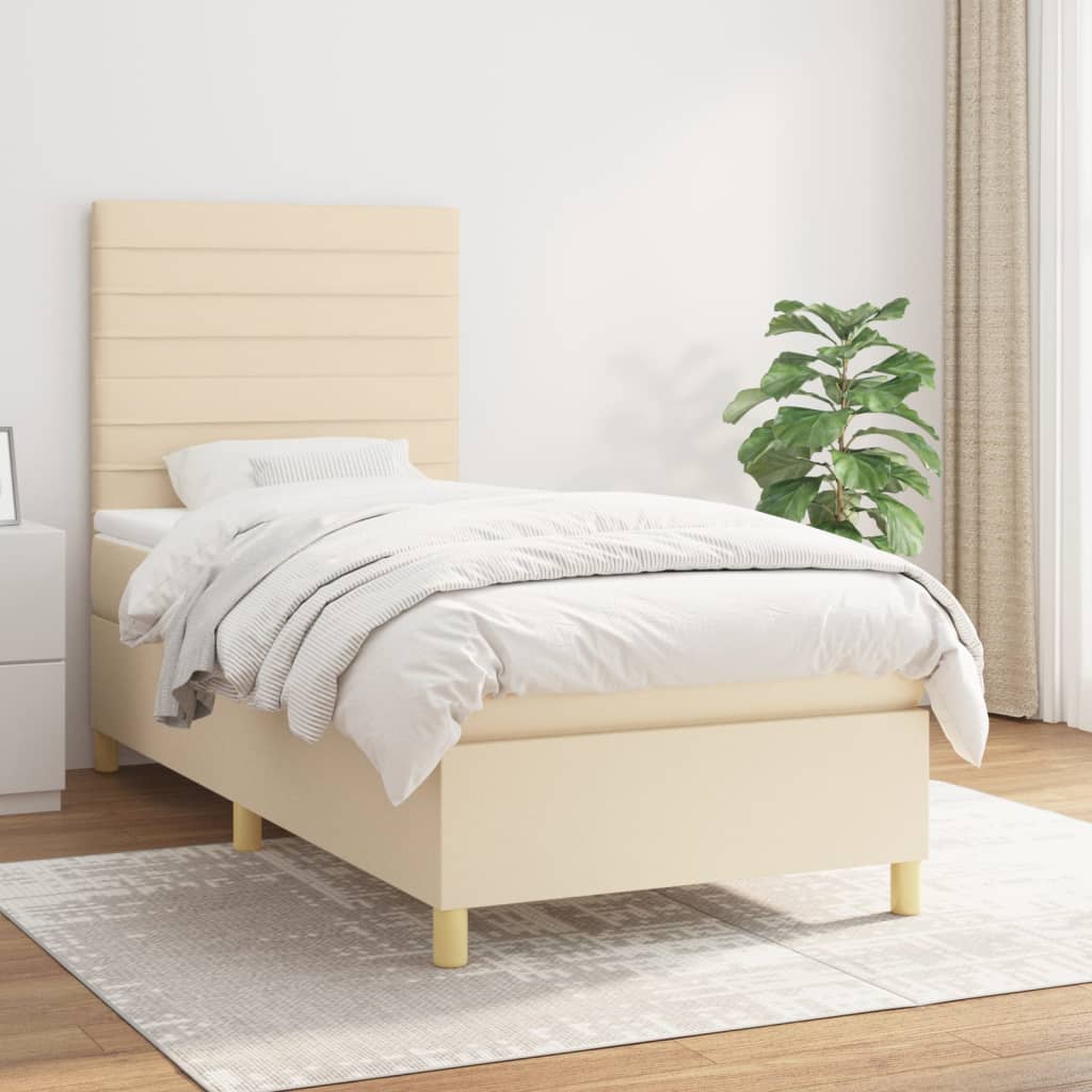 vidaXL Boxspring met matras stof donkerbruin 100x200 cm