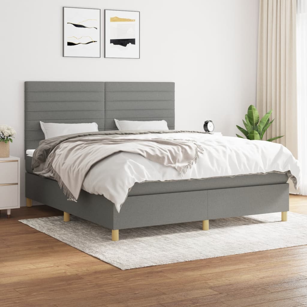 vidaXL Boxspring met matras stof donkerbruin 100x200 cm