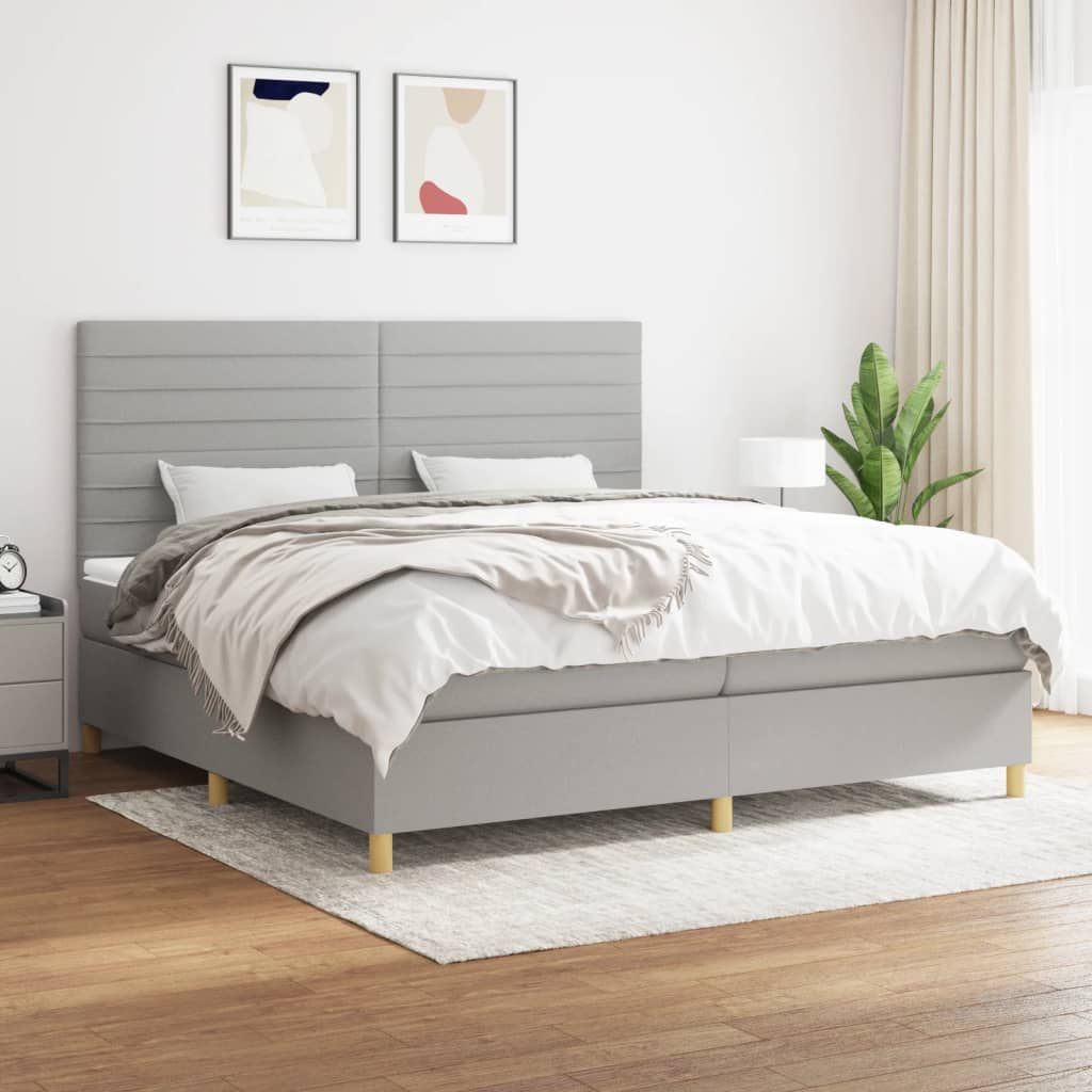 vidaXL Boxspring met matras stof donkerbruin 100x200 cm