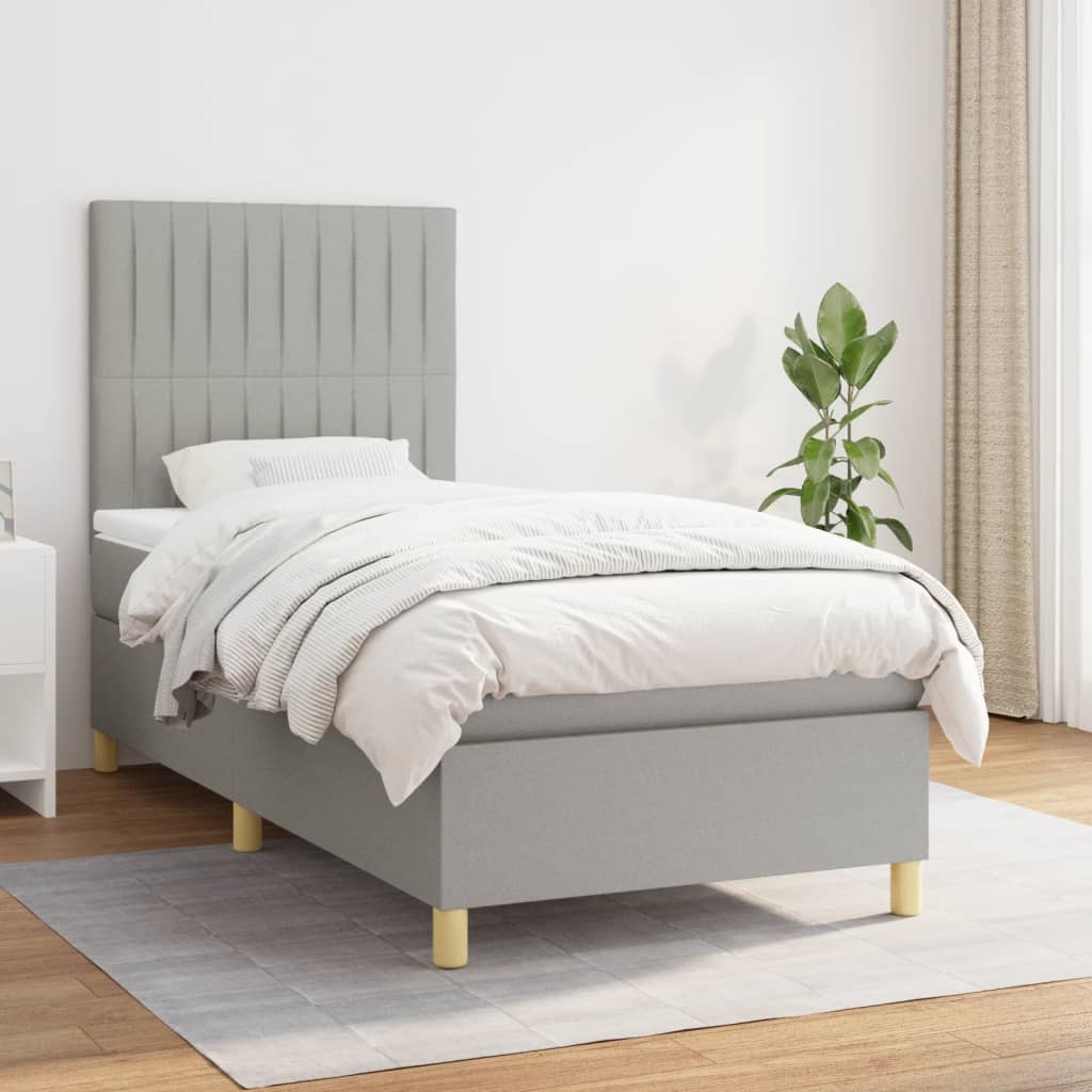 vidaXL Boxspring met matras stof donkerbruin 100x200 cm