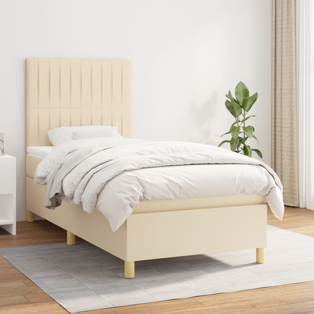 vidaXL Boxspring met matras stof donkerbruin 100x200 cm