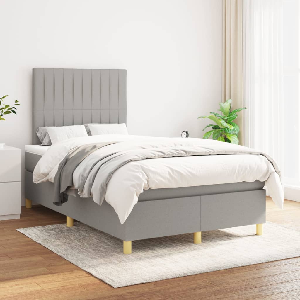 vidaXL Boxspring met matras stof donkerbruin 100x200 cm
