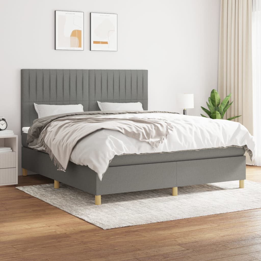 vidaXL Boxspring met matras stof donkerbruin 100x200 cm