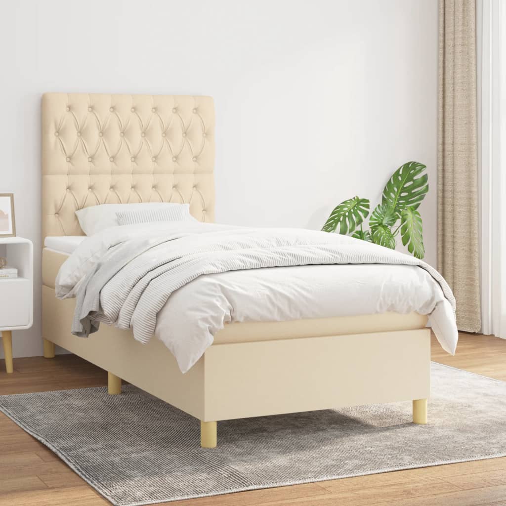 vidaXL Boxspring met matras stof donkerbruin 100x200 cm