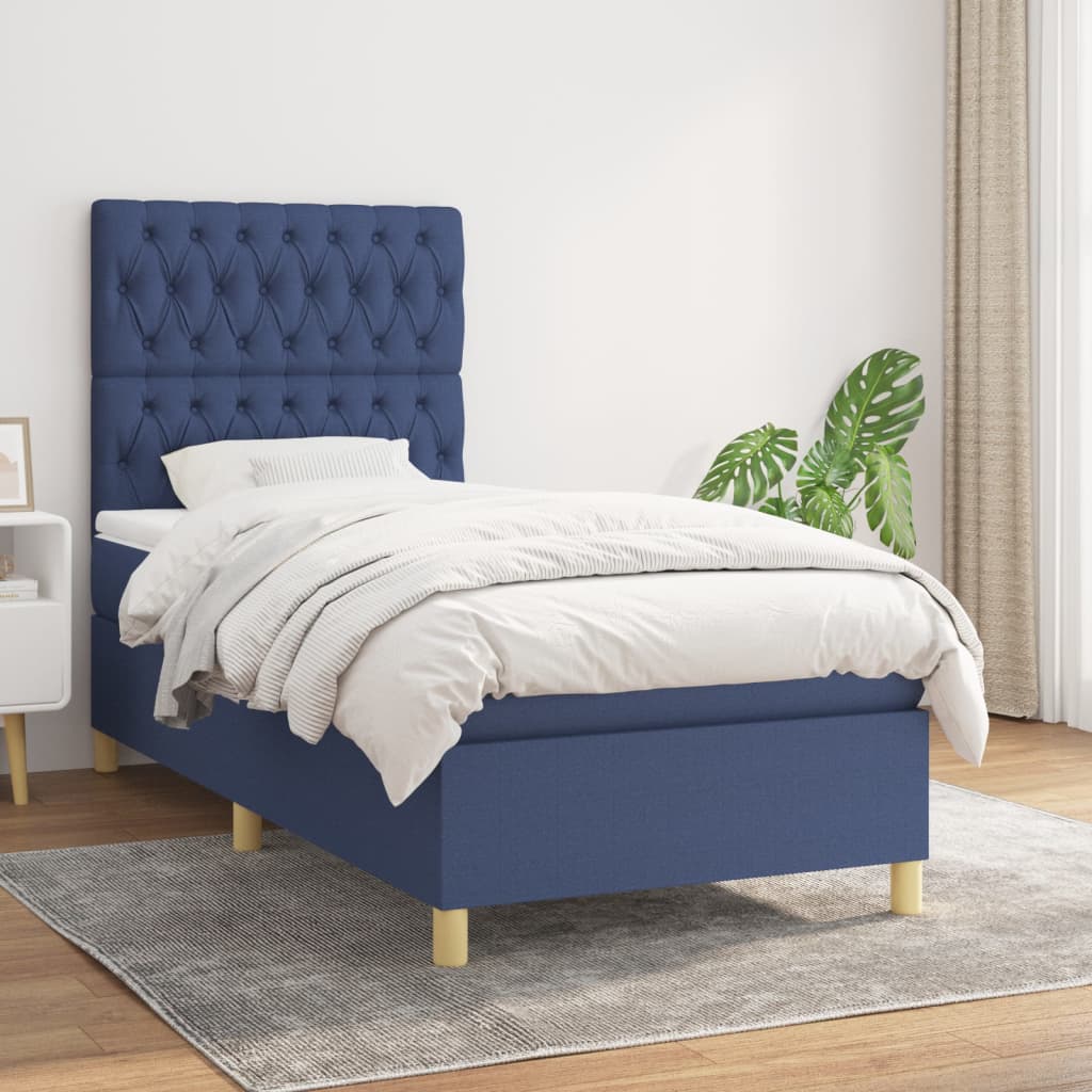 vidaXL Boxspring met matras stof donkerbruin 100x200 cm