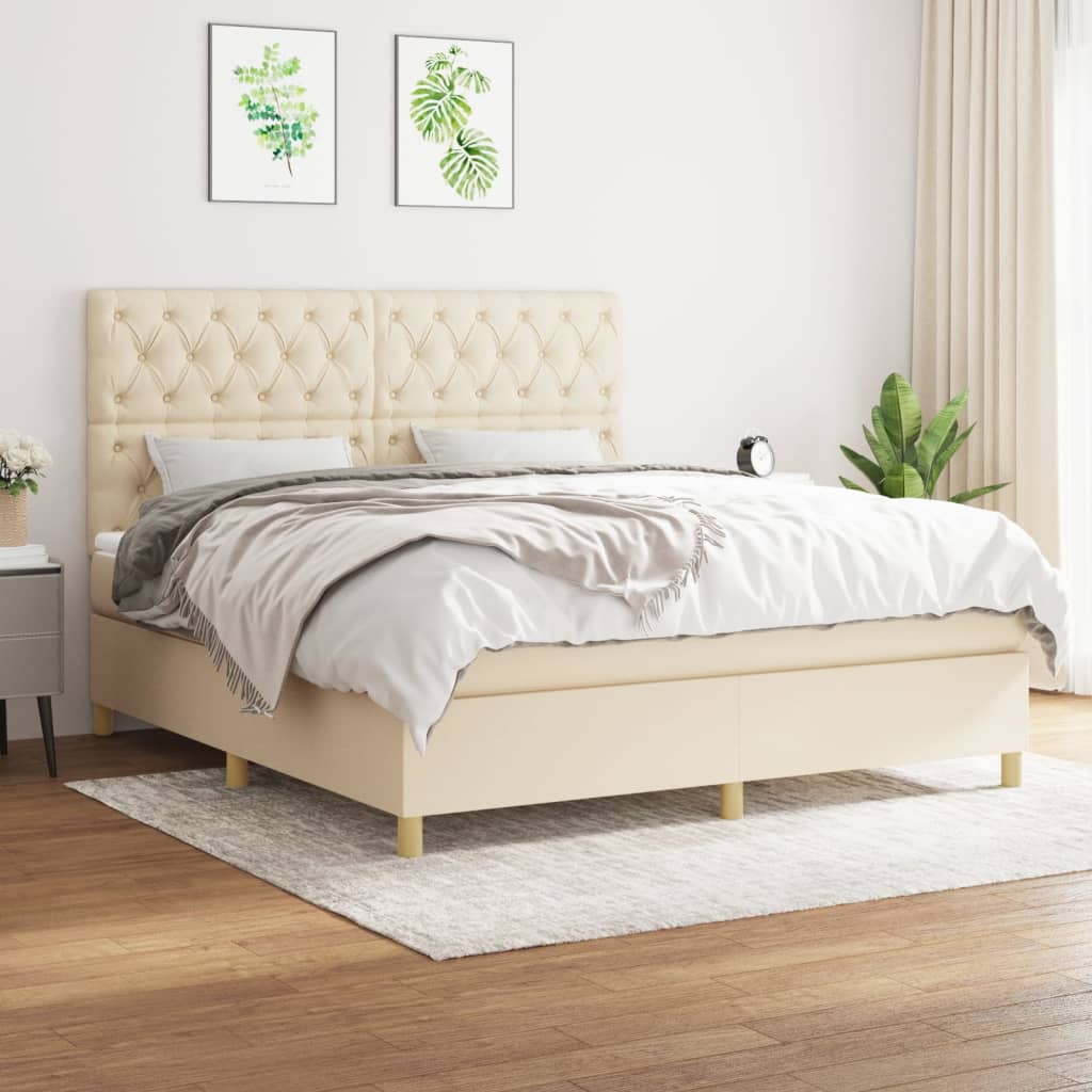 vidaXL Boxspring met matras stof donkerbruin 100x200 cm