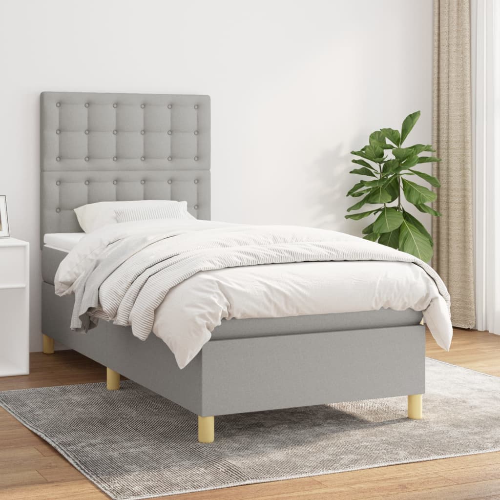 vidaXL Boxspring met matras stof donkerbruin 100x200 cm