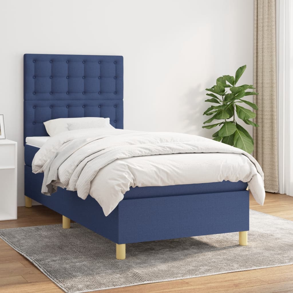 vidaXL Boxspring met matras stof donkerbruin 100x200 cm