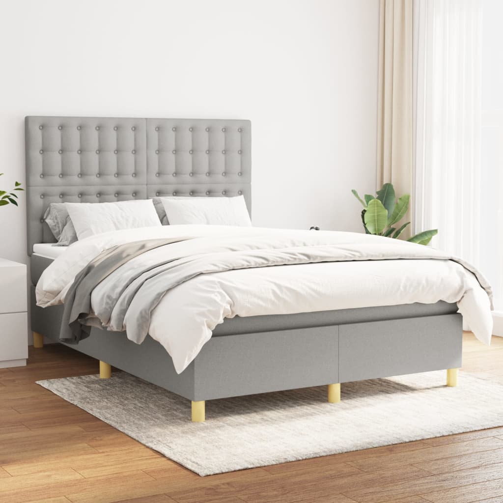 vidaXL Boxspring met matras stof donkerbruin 100x200 cm
