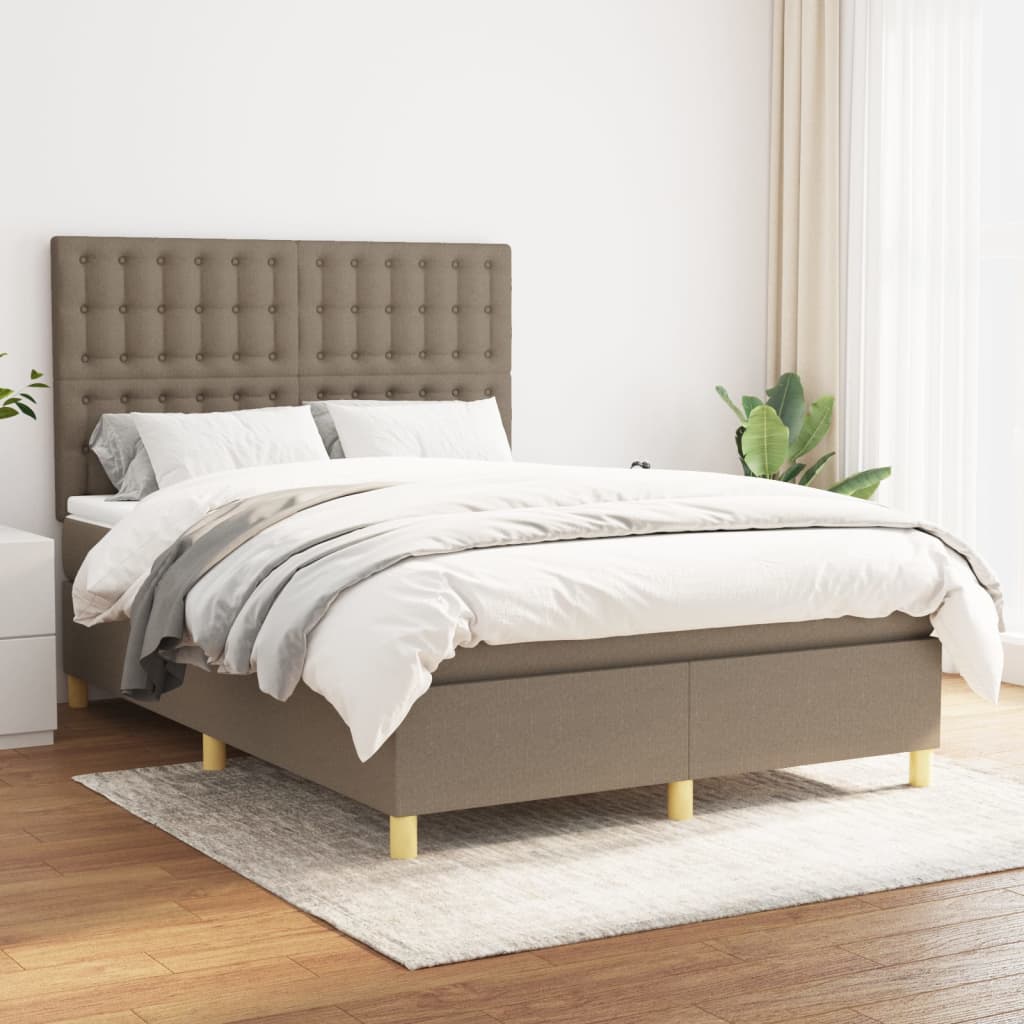 vidaXL Boxspring met matras stof donkerbruin 100x200 cm