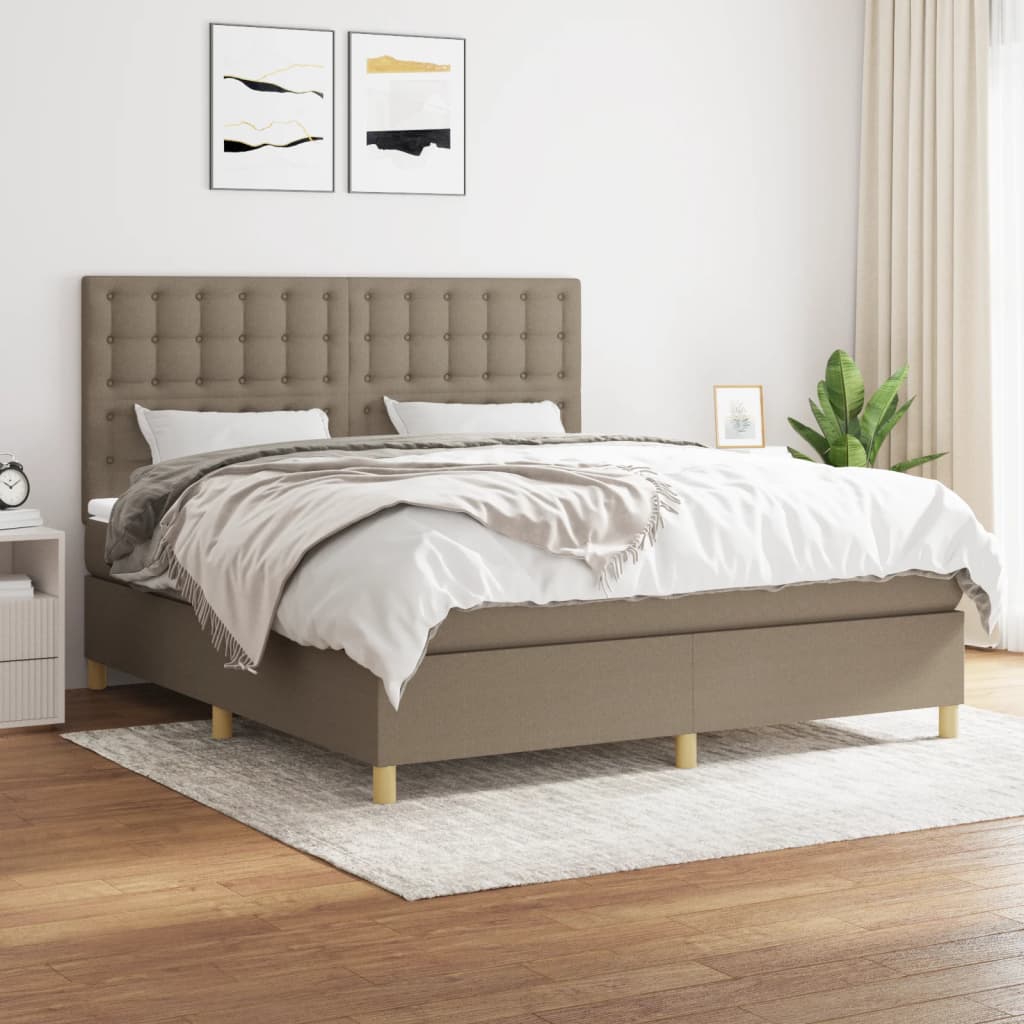 vidaXL Boxspring met matras stof donkerbruin 100x200 cm