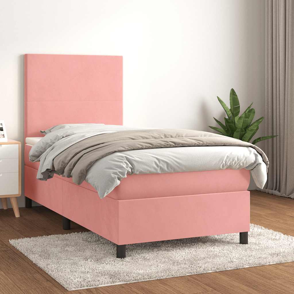 vidaXL Boxspring met matras fluweel lichtgrijs 120x200 cm