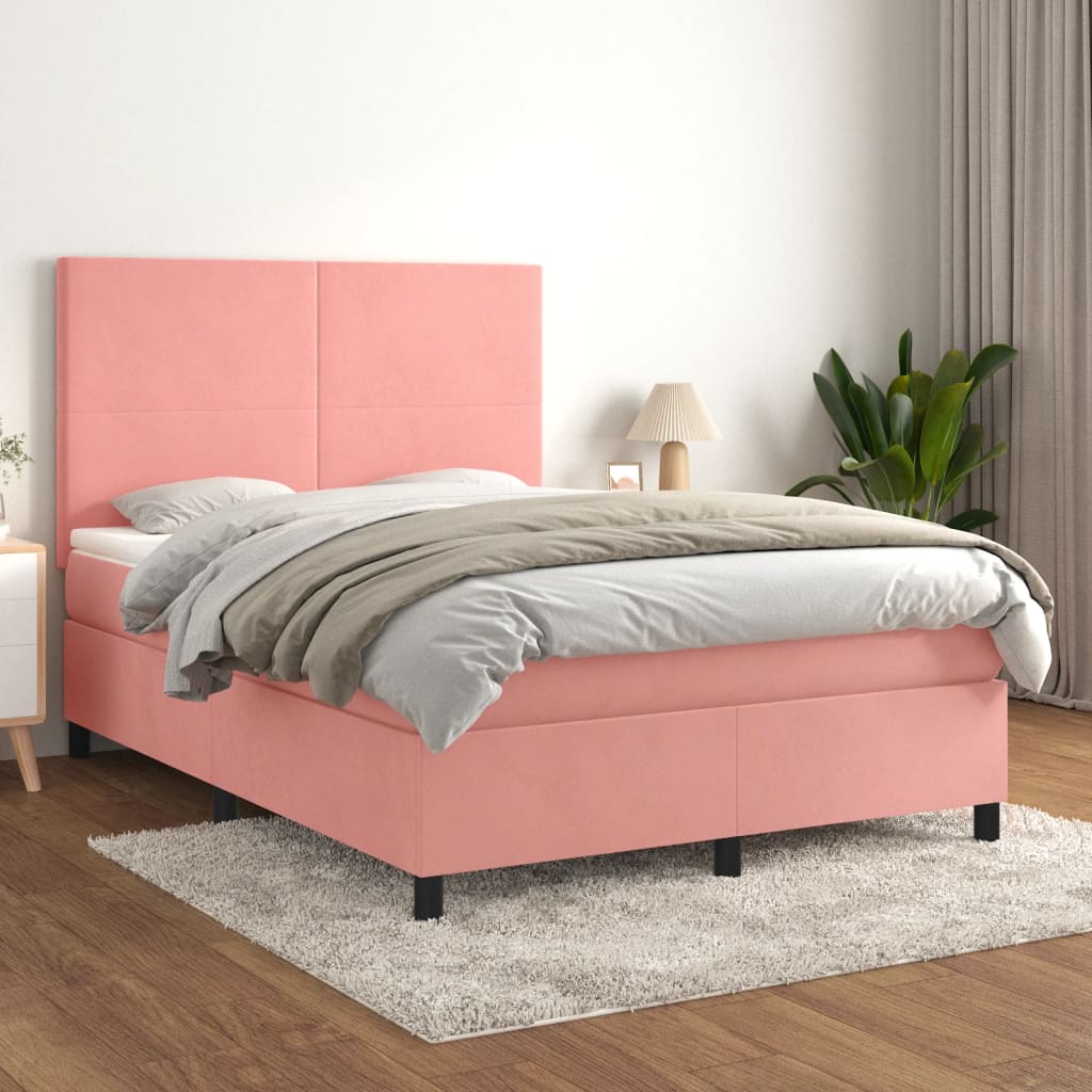 vidaXL Boxspring met matras fluweel lichtgrijs 120x200 cm