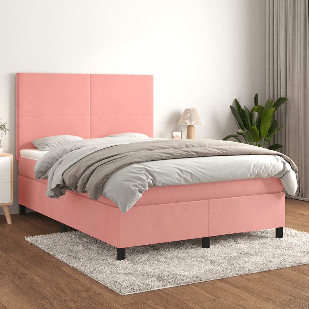 vidaXL Boxspring met matras fluweel lichtgrijs 120x200 cm