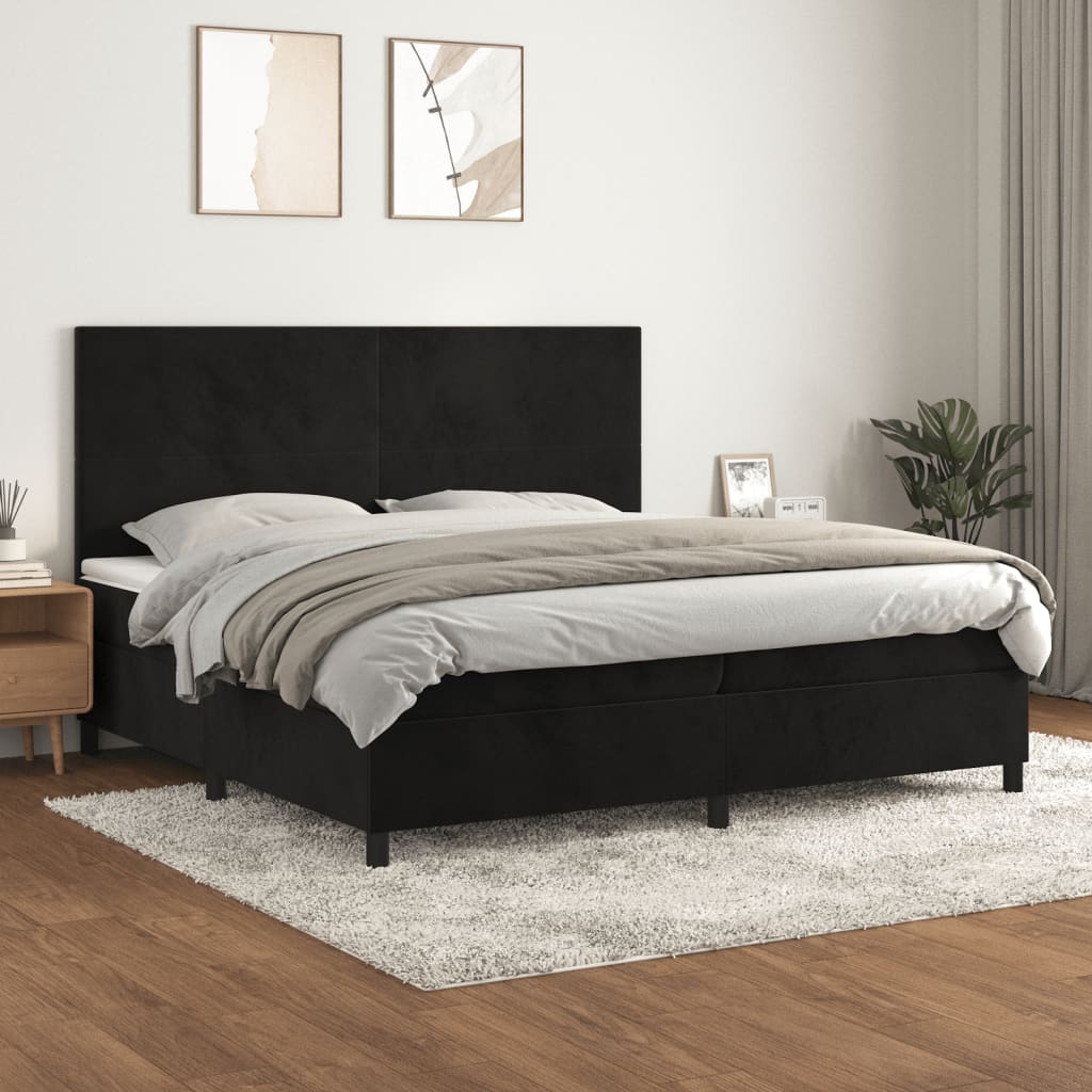vidaXL Boxspring met matras fluweel lichtgrijs 120x200 cm