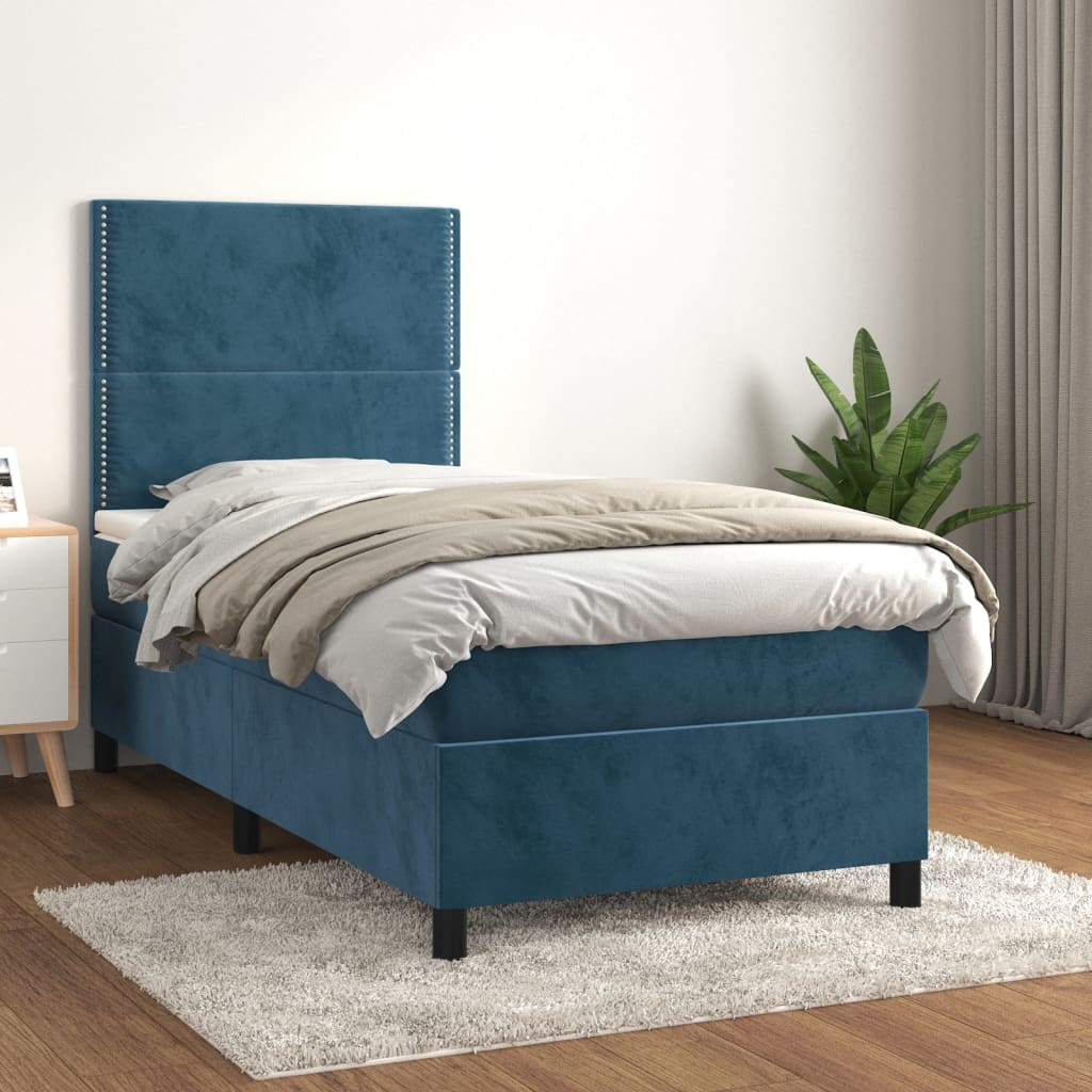 vidaXL Boxspring met matras fluweel lichtgrijs 120x200 cm