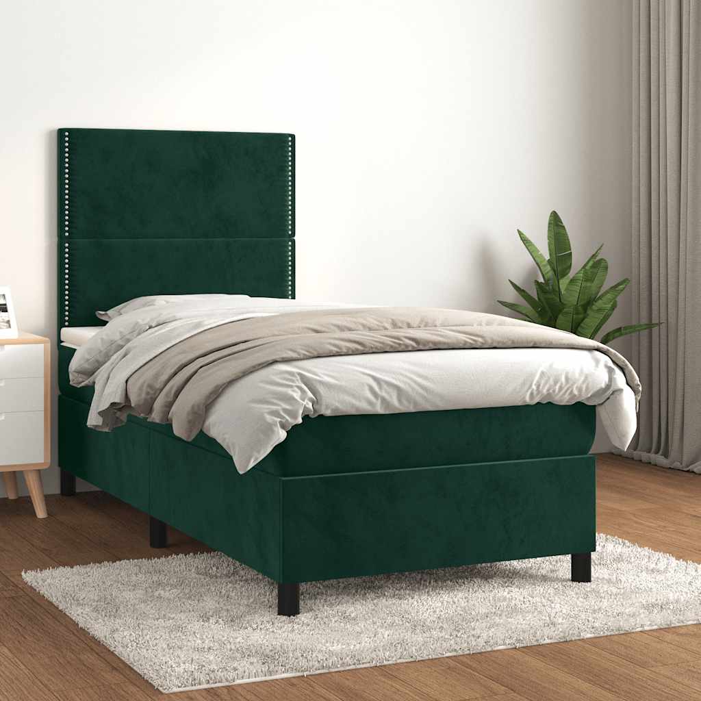 vidaXL Boxspring met matras fluweel lichtgrijs 120x200 cm