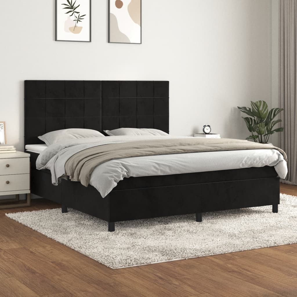 vidaXL Boxspring met matras fluweel lichtgrijs 120x200 cm