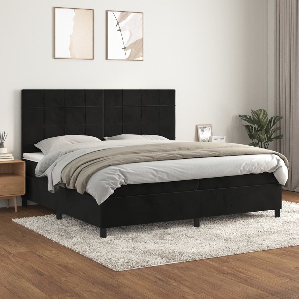 vidaXL Boxspring met matras fluweel lichtgrijs 120x200 cm
