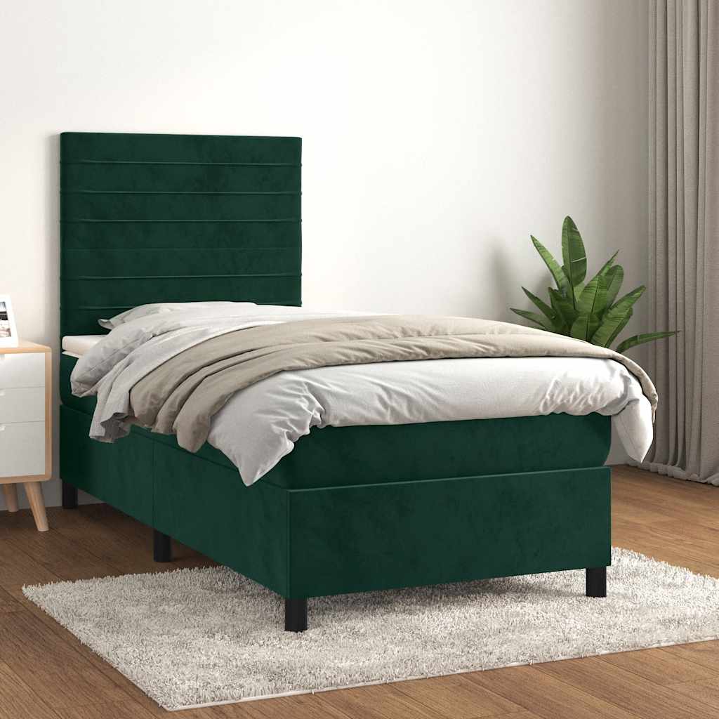 vidaXL Boxspring met matras fluweel lichtgrijs 120x200 cm