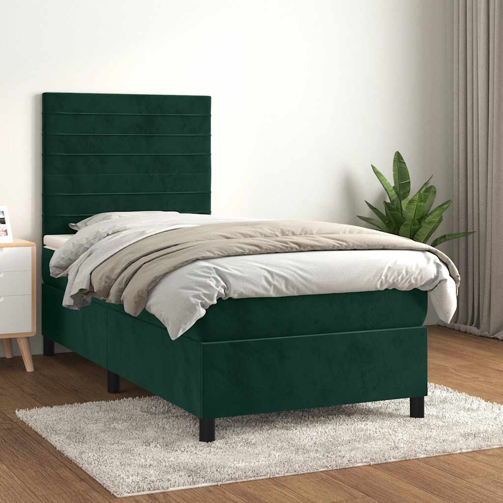 vidaXL Boxspring met matras fluweel lichtgrijs 120x200 cm