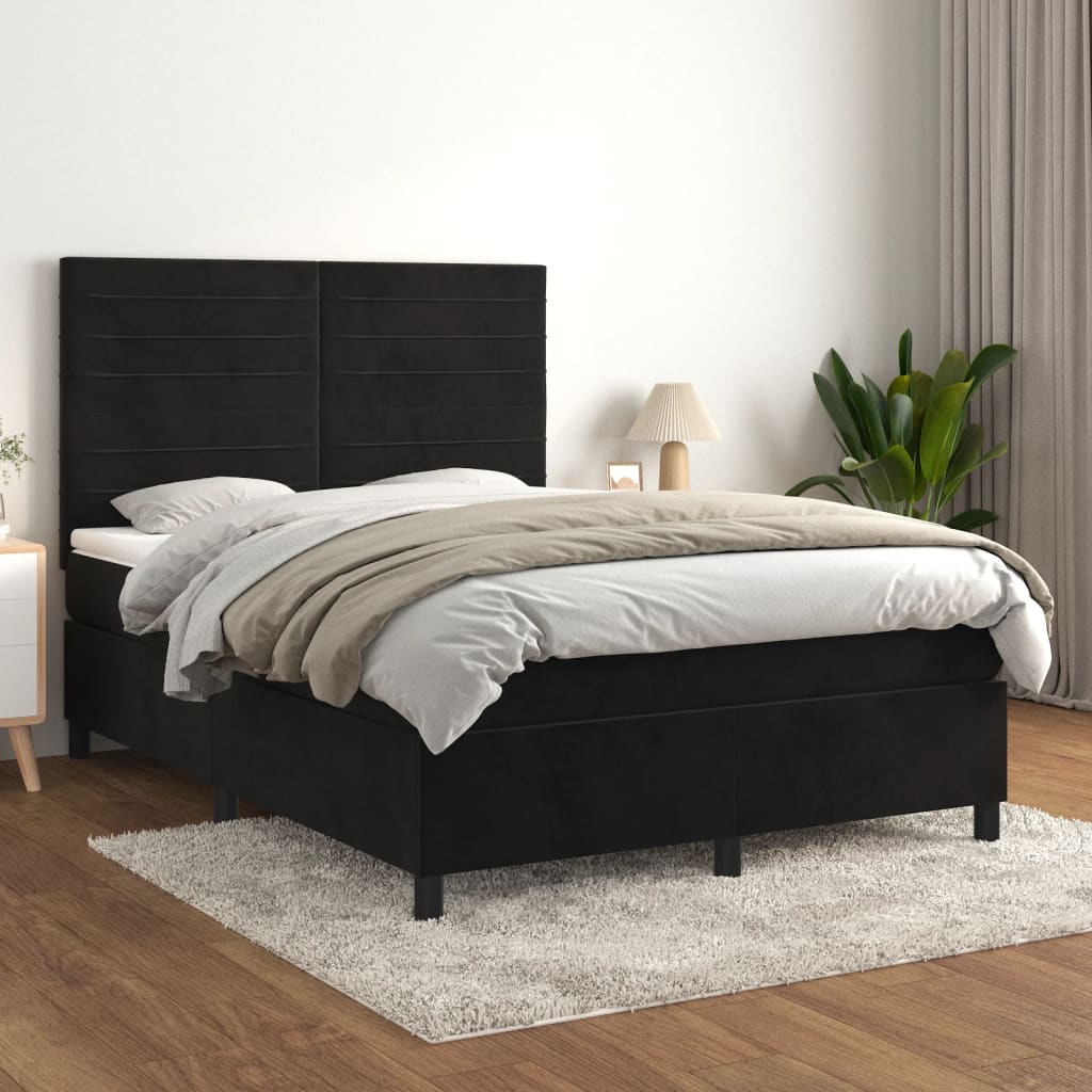 vidaXL Boxspring met matras fluweel lichtgrijs 120x200 cm