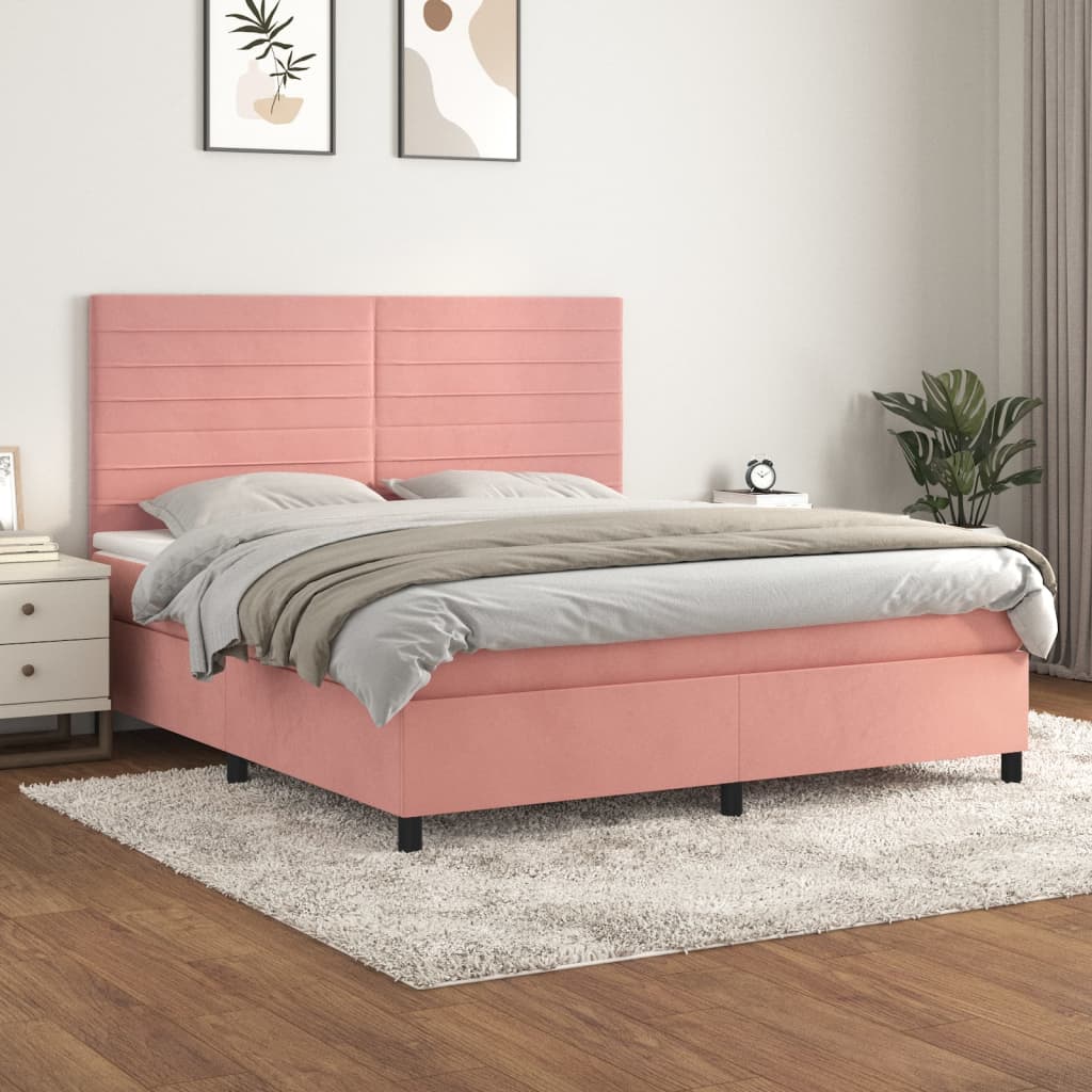 vidaXL Boxspring met matras fluweel lichtgrijs 120x200 cm