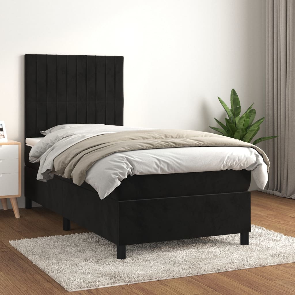 vidaXL Boxspring met matras fluweel lichtgrijs 120x200 cm
