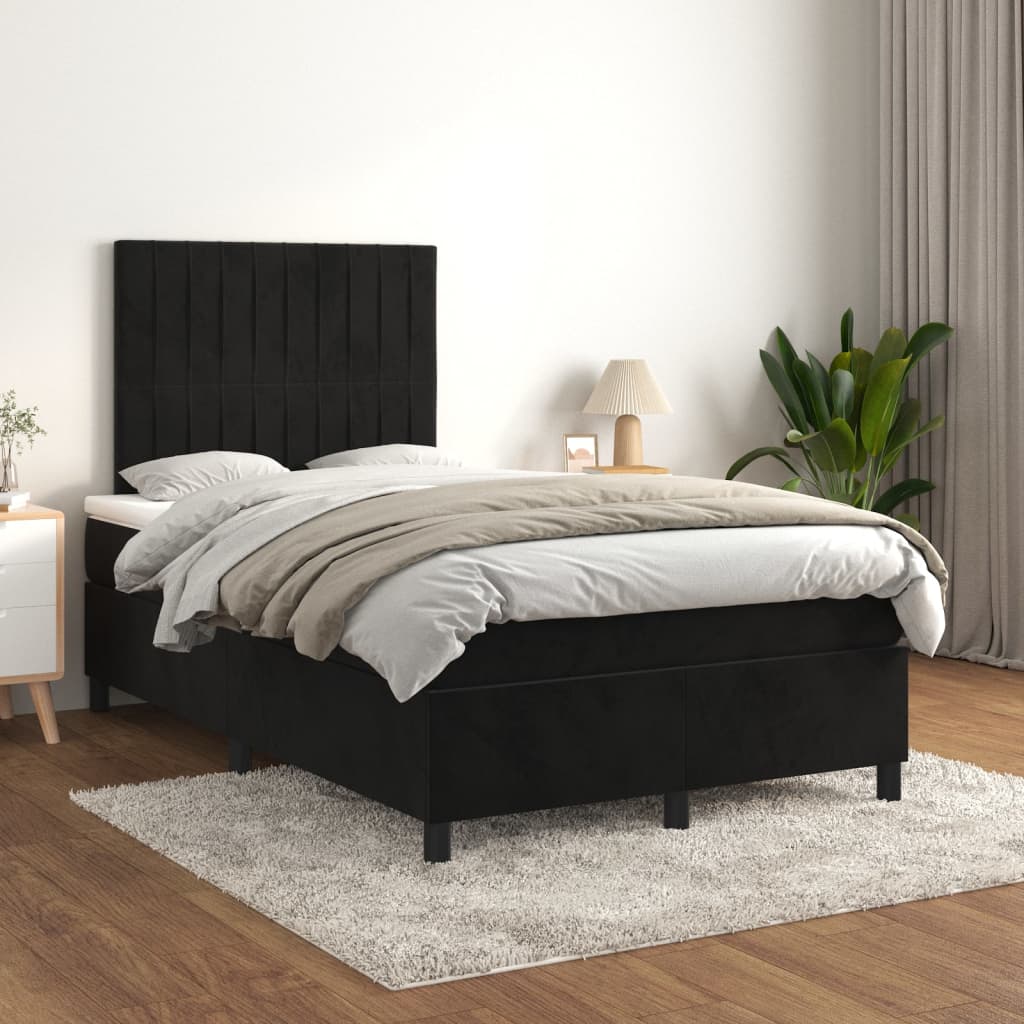 vidaXL Boxspring met matras fluweel lichtgrijs 120x200 cm