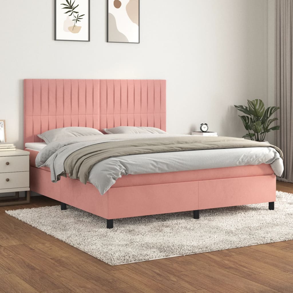 vidaXL Boxspring met matras fluweel lichtgrijs 120x200 cm