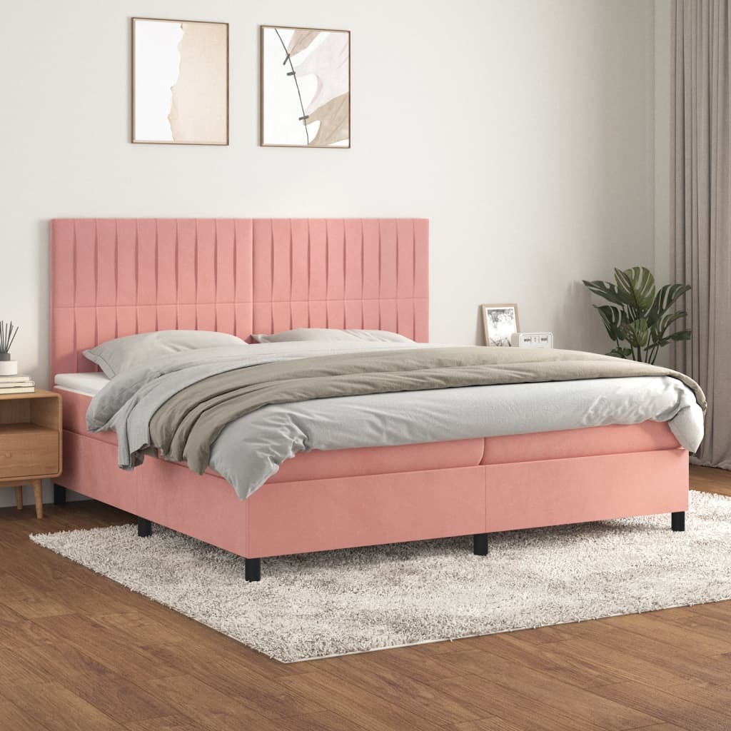 vidaXL Boxspring met matras fluweel lichtgrijs 120x200 cm