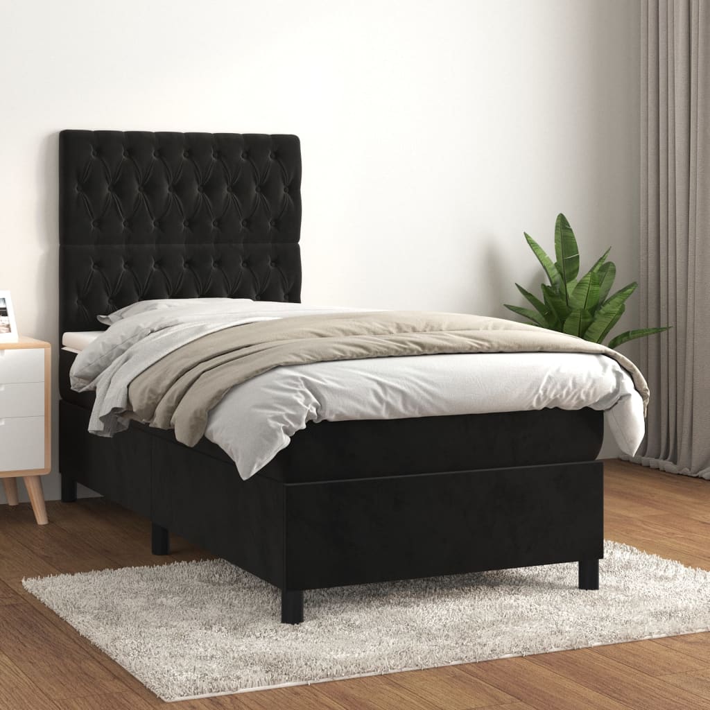 vidaXL Boxspring met matras fluweel lichtgrijs 120x200 cm