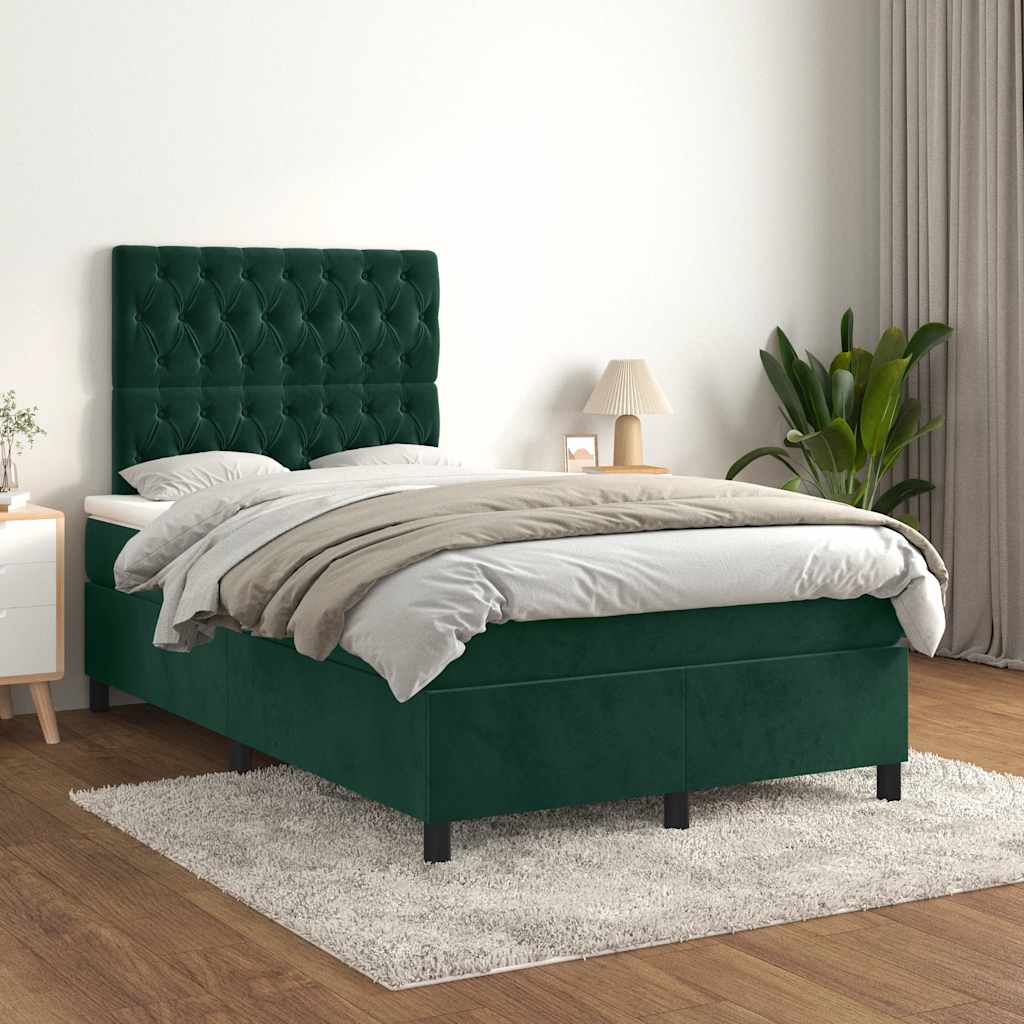 vidaXL Boxspring met matras fluweel lichtgrijs 120x200 cm