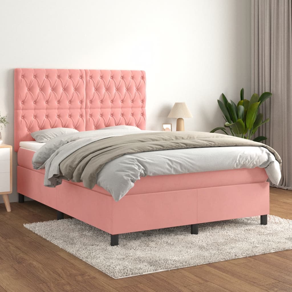 vidaXL Boxspring met matras fluweel lichtgrijs 120x200 cm