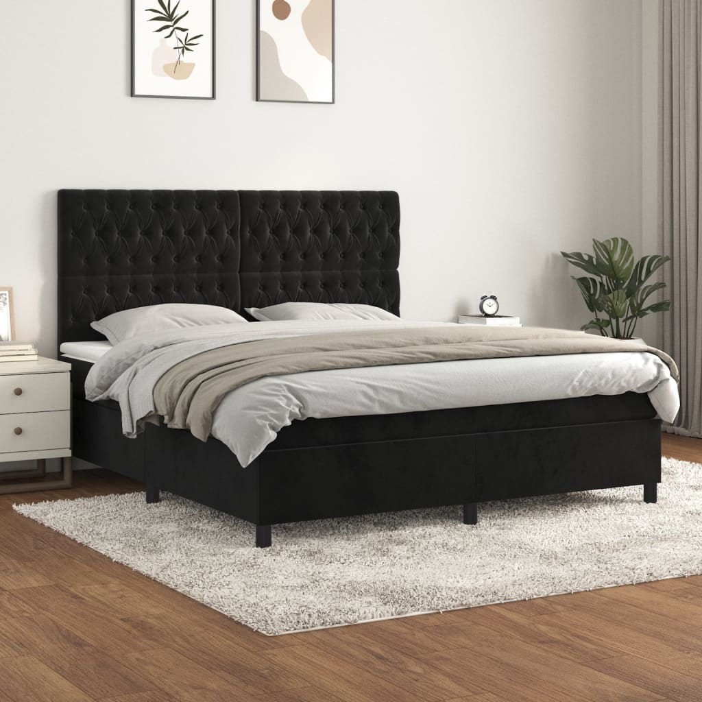 vidaXL Boxspring met matras fluweel lichtgrijs 120x200 cm