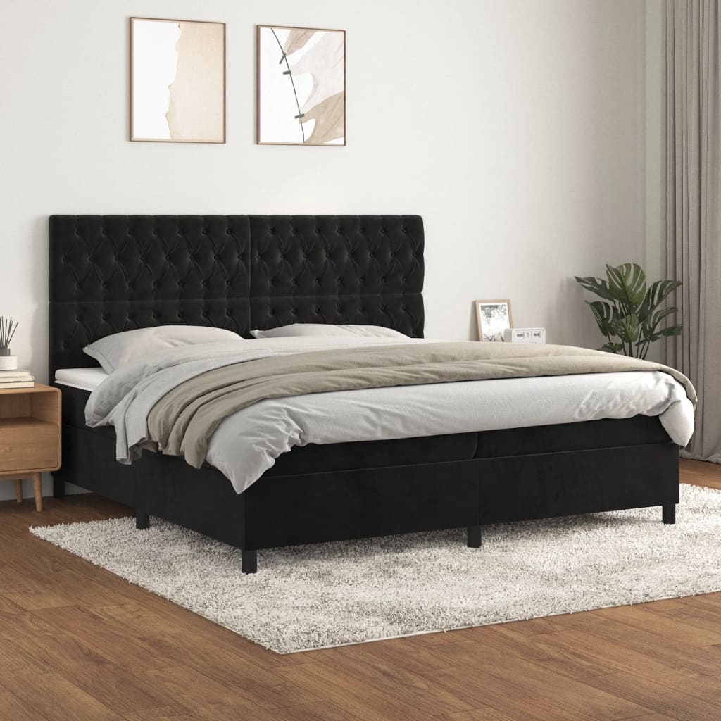 vidaXL Boxspring met matras fluweel lichtgrijs 120x200 cm
