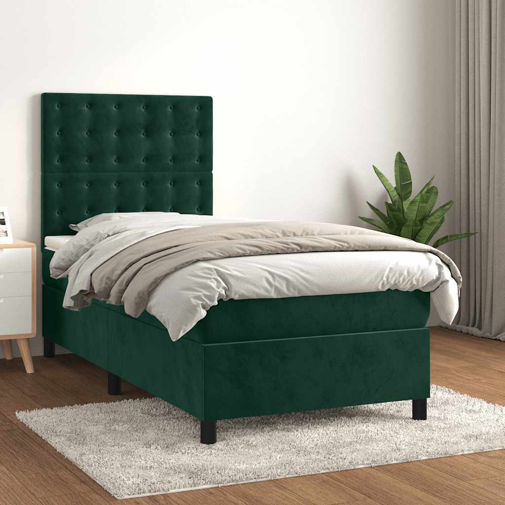 vidaXL Boxspring met matras fluweel lichtgrijs 120x200 cm