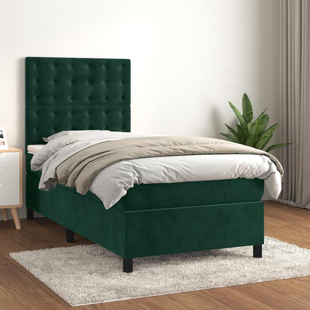 vidaXL Boxspring met matras fluweel lichtgrijs 120x200 cm