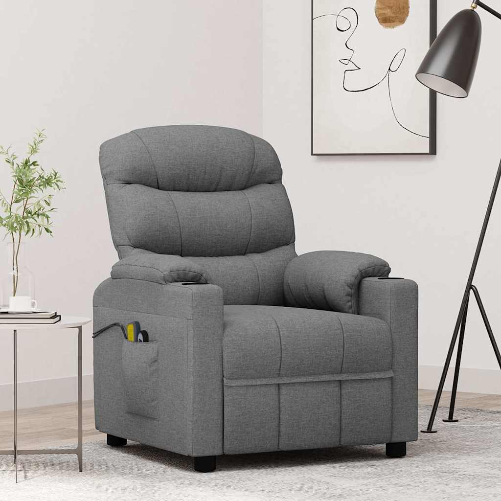 vidaXL Massagestoel elektrisch stof crèmekleurig