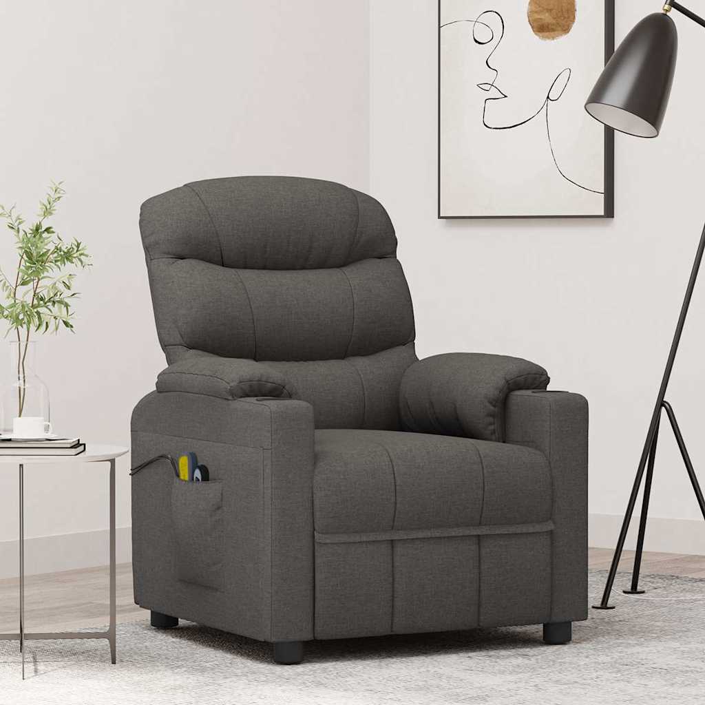vidaXL Massagestoel elektrisch stof crèmekleurig
