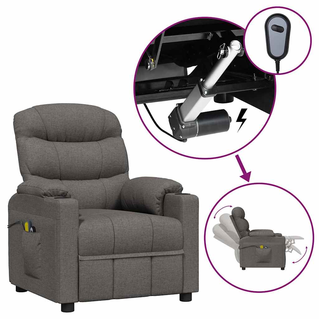 vidaXL Massagestoel elektrisch stof crèmekleurig